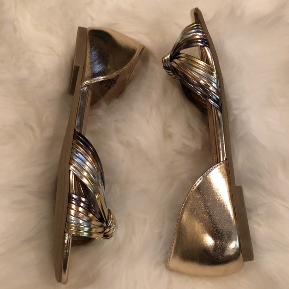 NWOB American Eagle Metallic Gold Bowknot Flats - Picture 3 of 6
